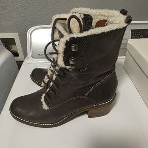 Luck Brand Women’s Brown Faux-Shearling Lace-Up Boot